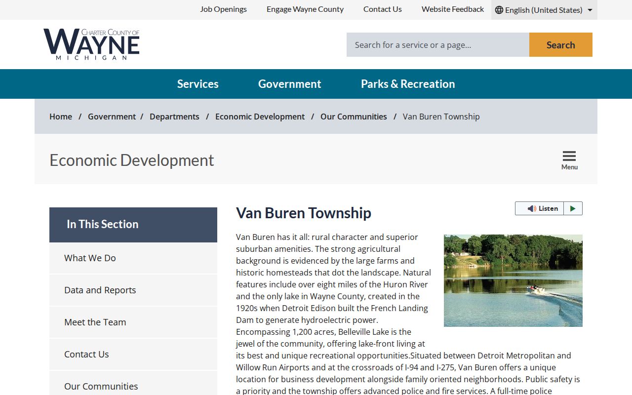 Van Buren Township city directory locality history from Wayne County