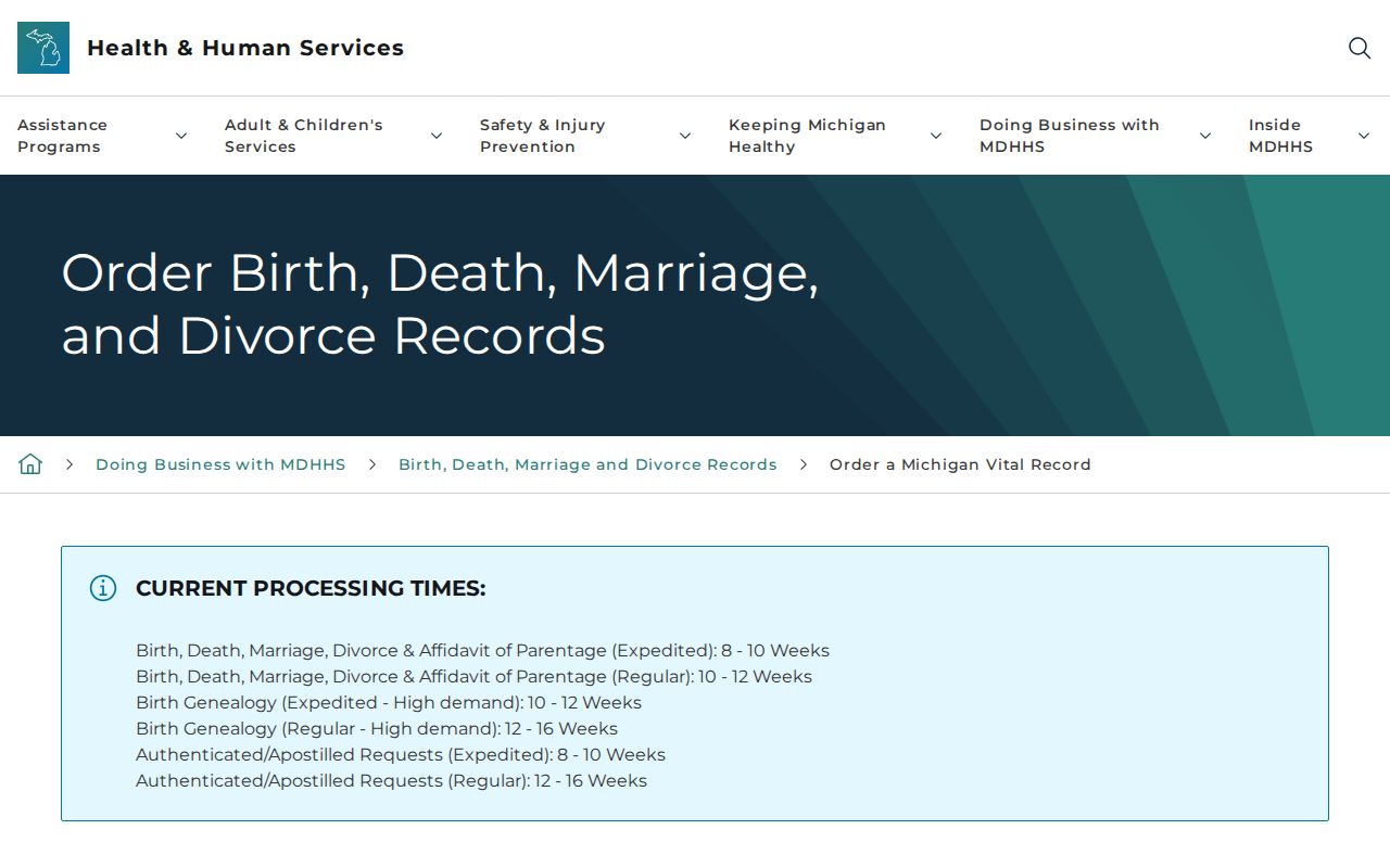 Van Buren Township resident lookup Michigan vital record order guidance