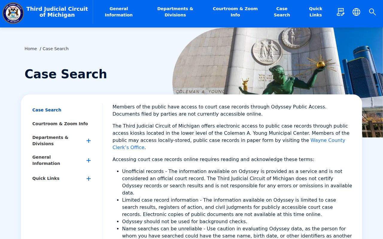 Van Buren Township resident lookup Wayne County Third Circuit case search