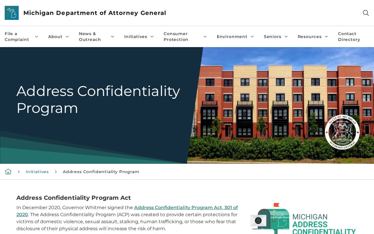 Van Buren Township ZIP code directory Michigan Address Confidentiality Program information